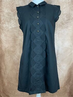 Anthro Dear Creatures Trinette Black Eyelet Mini Dress size Small